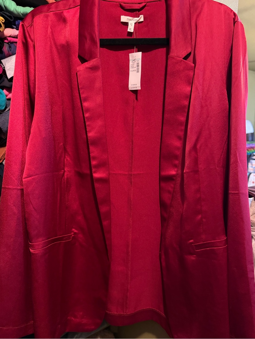 Maurices Satin-Trim Open Blazer in Bright Fuchsia